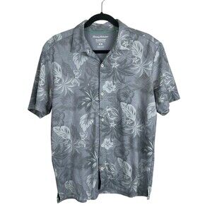 Tommy Bahama Fuego Floral Island Zone® Knit Camp Shirt Mens Gray Size Medium